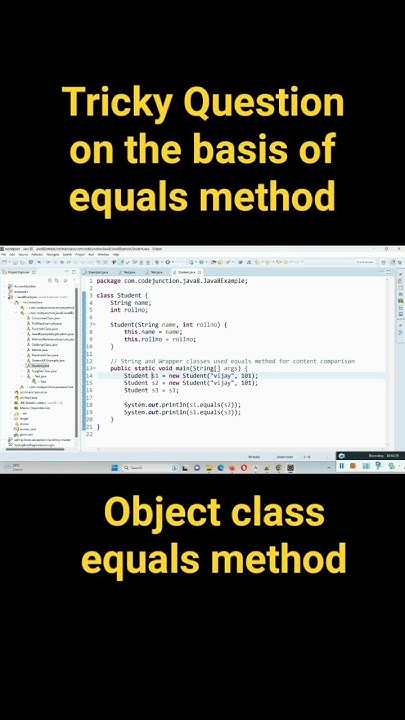 Tricky Question based on equals method || Object class equal method ...