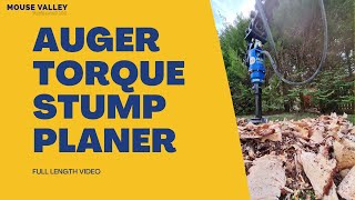 Auger Torque SP250 Stump Planer with X2500 Earth Drill on Takeuchi TB219 Excavator - FULL LENGTH