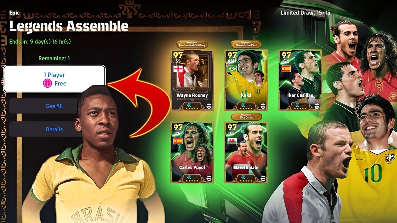 Free Epic Rooney, Free Epic Bale | Legends Assemble Special Pack | 15 Epics Free in eFootball 2025