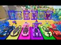Baby Shark Song  - Colored toy cars - Colored Cats - Nursery Rhymes - Massive Long Slide Game