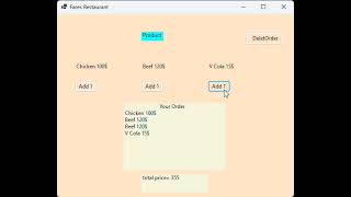Restaurant GUI with hard-coded (project run)