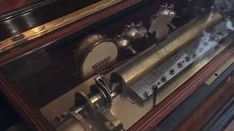 LARGE MUSIC BOX AND ORIGINAL STAND 19th Century
