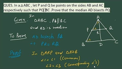 In a triangle ABC let P and Q be points on the sides AB and AC respectively such that PQ is parallel