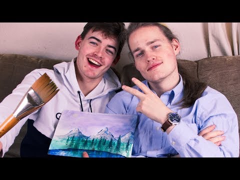 ASMR My Brother Channeling His Inner Bob Ross - Water Colors