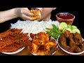 Spicy chicken liver and gizzard curry fried fish tomato curry shrimp curry chilli  white rice