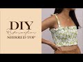 DIY shirred crop top | Reformation inspired smocked fabric tutorial | Sewing tutorial tie straps