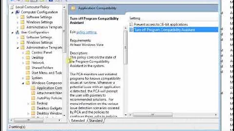 Turn off the Program Compatibility Assistant Service in windows 7