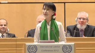 BBC News   Suu Kyi pleads for workers #039; rights at UN in Geneva 2