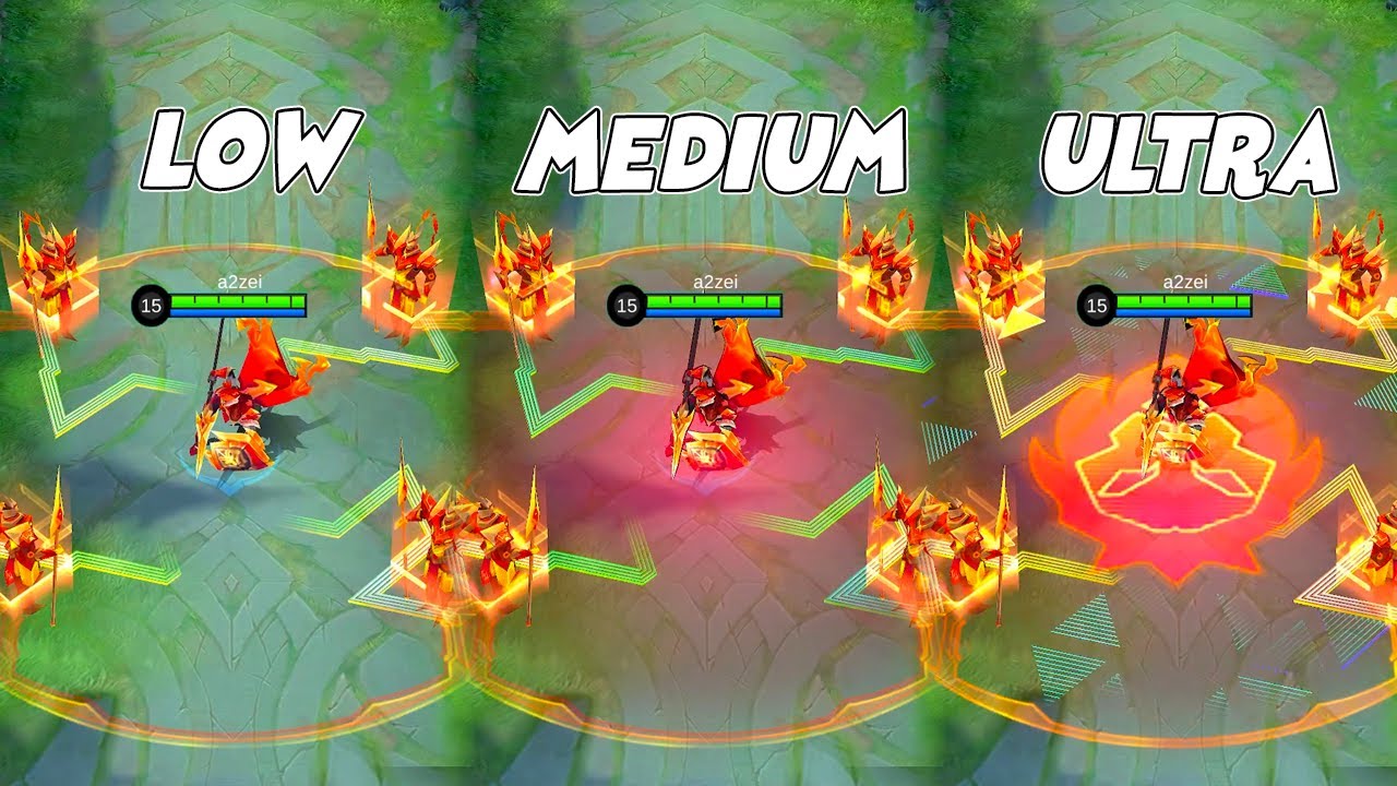 Minsitthar Crimson Lion Starlight Skin in Different Graphics Settings