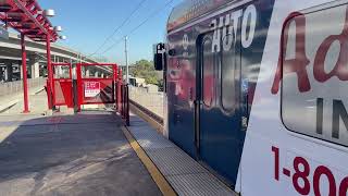 Two Metro C Line (Green) Train Arriving And Departing Aviation/LAX Station