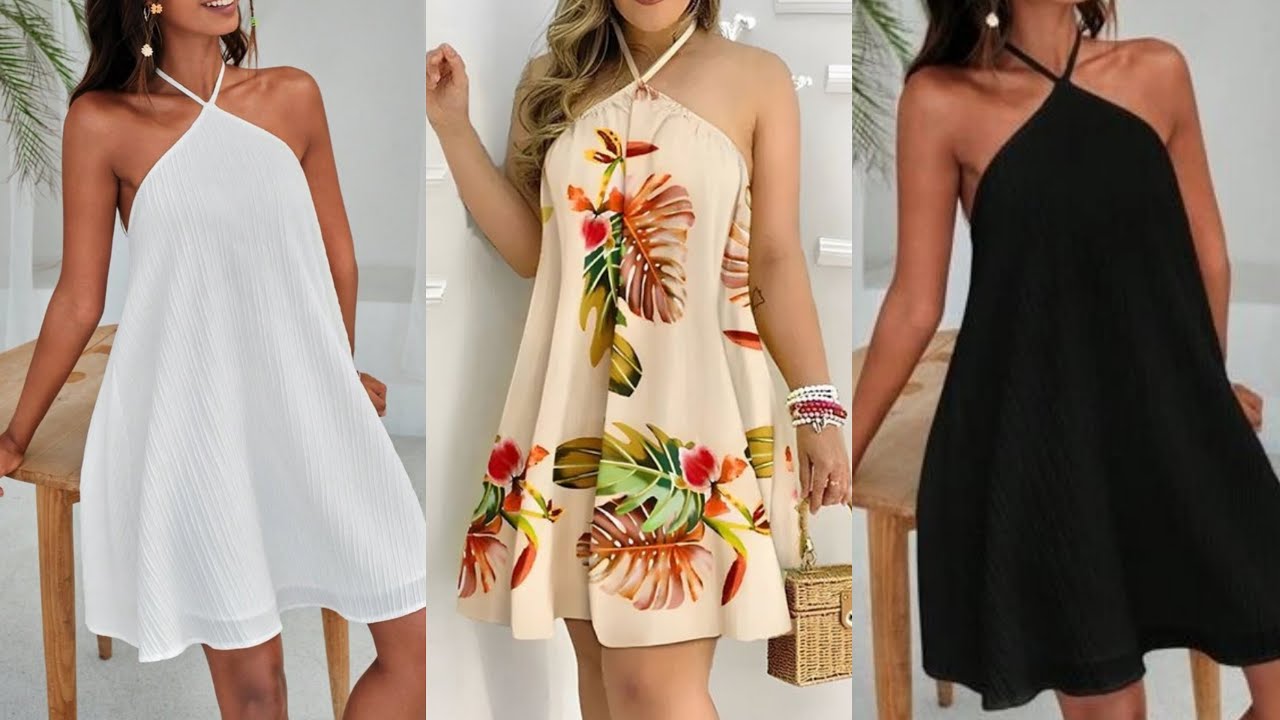 DIY: How To Cut And Sew This Trendy  Halter Neck Circle Dress. #diy #dress