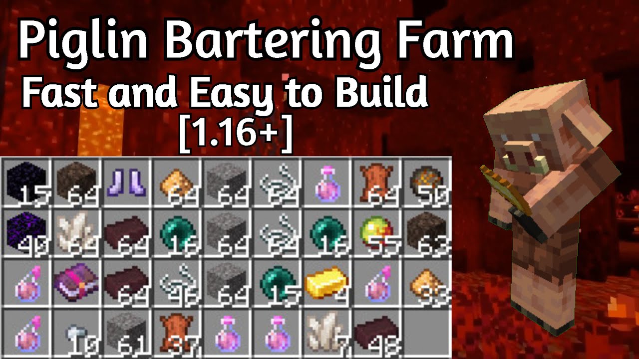 Piglin Bartering Farm | Easy and Cheap | 1.16+ | Java and Bedrock