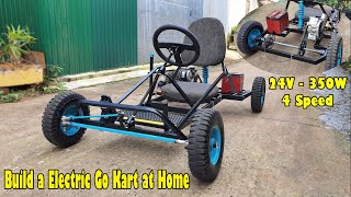 Build a Electric Go Kart 24V - 350W / 4 Speed at home. Electric Car - Tutorial