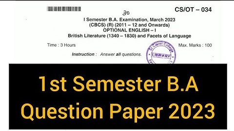 OPTIONAL ENGLISH -1      |      1st Sem  B.A Question Paper 2023 #bangaloreuniversity #subscribe