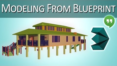 3D modeling building from blueprint image using 3ds Max + Photoshop - recorded live