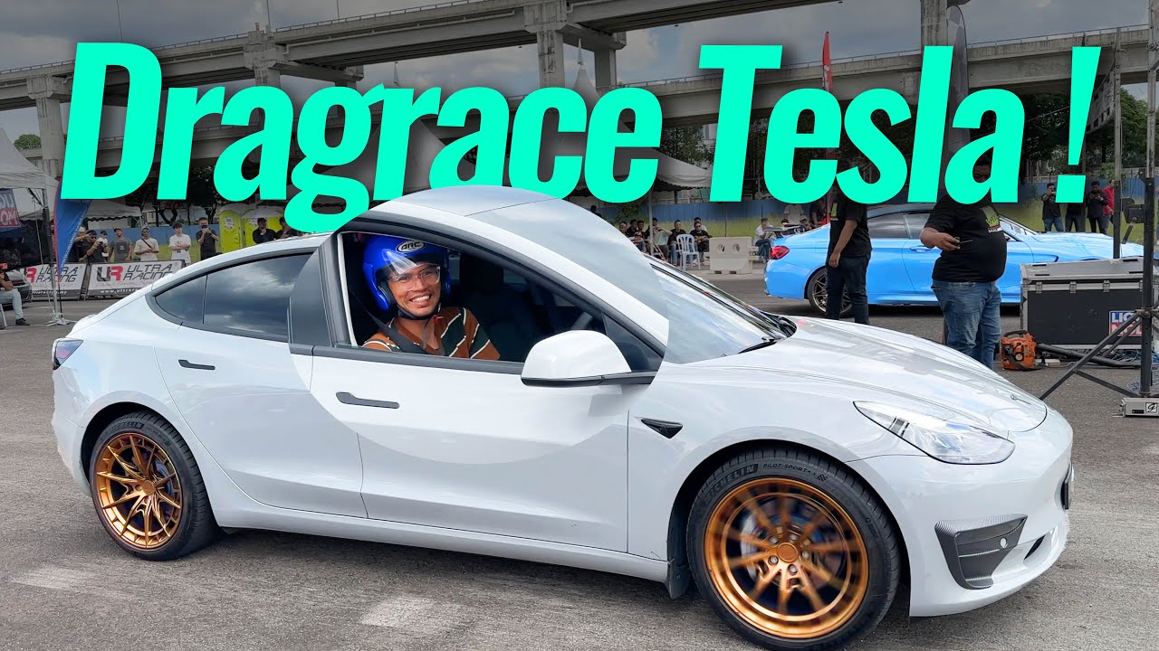⁣Bawak Tesla Masuk Drag Race ! 🔥 Semua Terkejut Dgn Performance