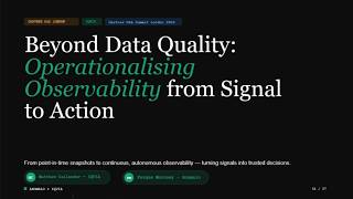 Beyond Data Quality: Operationalising Observability from Signal to Action