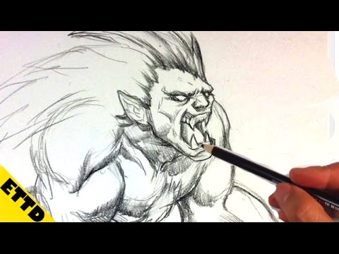 Drawing Blanka from Street Fighter - Easy Things to Draw