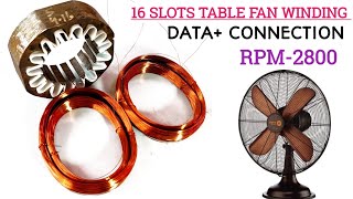 16 slot 2 pole table fan winding || 2800 Rpm//टेबल फैन का कॉइल वाइंडिंग कैसे करें || Fan Winding