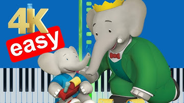 Babar Theme Song (Slow Easy) Piano Beginner Tutorial 4K