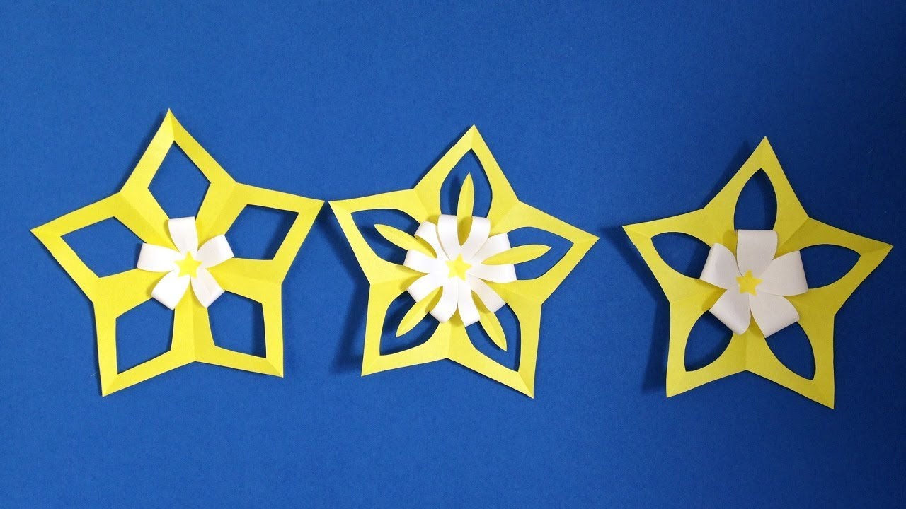 折り紙 星の花 七夕飾り クリスマス の切り方 作り方 Youtube
