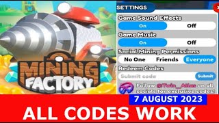 All *Secret* Mining Factory Tycoon Codes 2023  Codes for Mining Factory  Tycoon 2023 - Roblox Code 