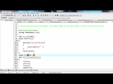 Video [ Lập trình C/C++ ] Quay Lui liệt kê tổ hợp chập k của... - youtube