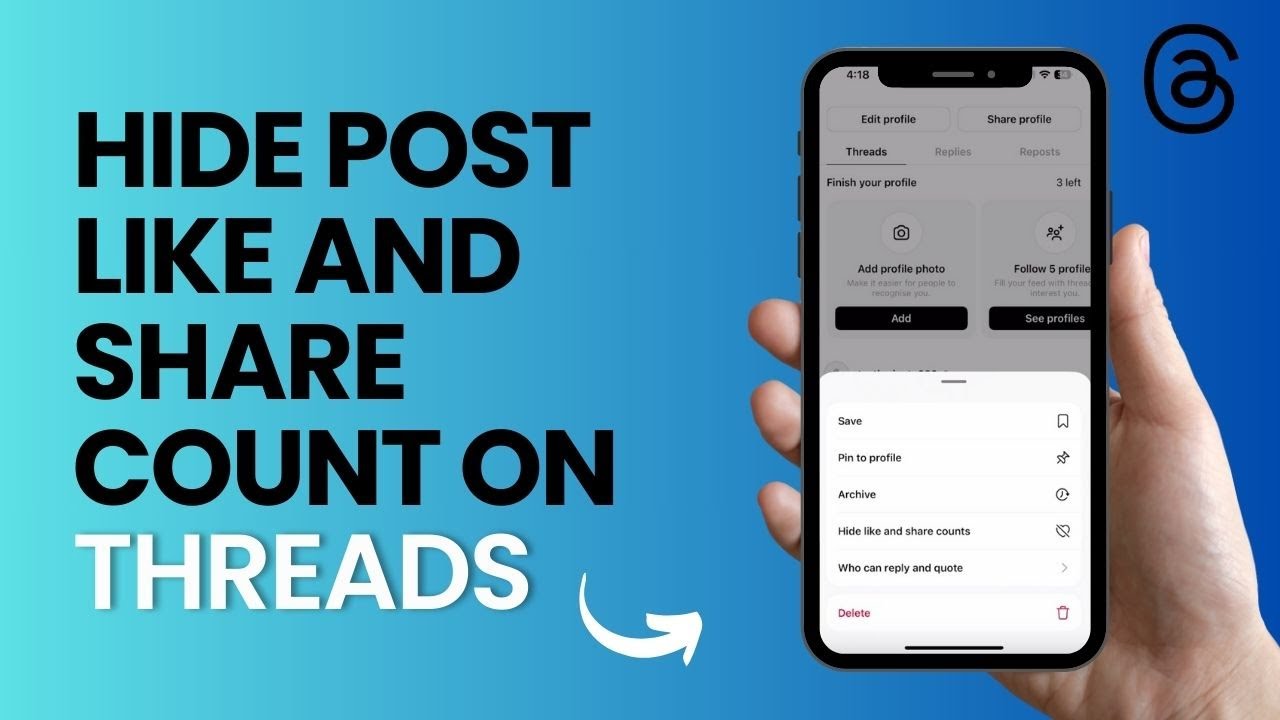 How To Hide Post Like And Share Count On Threads - YouTube