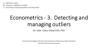 3. Detecting and managing outliers (with Matlab applications)