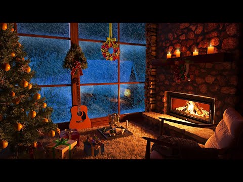 Cozy Winter Ambience - Crackling Fireplace, Blizzard Sounds, Snow Fall & Howling Wind for Relaxation