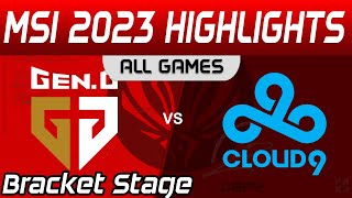 Gen Vs C9 Highlights All Games Bracket Stage Round 2 Msi 2023 Gen G Vs Cloud9 By Onivia