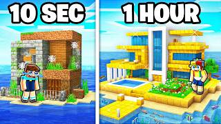 10 Seconds vs 1 Hour MODERN ISLAND HOUSE Build Battle! Net Worth