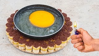 ไม้ขีดไฟ10,000 สามารถทำให้ไข่สุกได้ EXPERIMENT: OSTRICH EGG Vs 10 000 Matches | Fried eggs on match