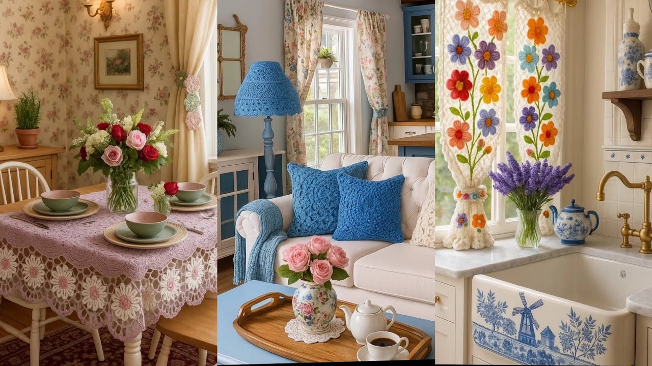 Идеи винтажного вязаного декора для уютного преображения дома в стиле шебби-шик ✨️🌷 Вдохновение д...