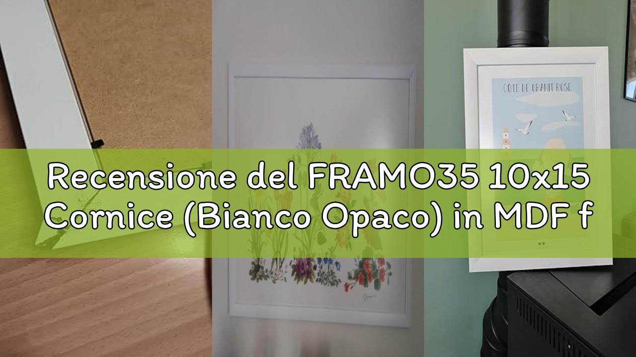 FRAMO35 45x95 Cornice (Bianco Lucido) in MDF fatta a mano con lastra di vetro artificiale antiriflesso a prova di rottura e robusta parete posteriore in MDF, Larghezza cornice: 35 mm