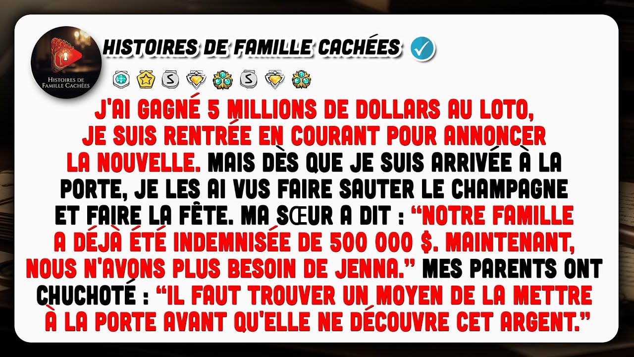 Le bouchon de champagne a claqué derrière la porte, suivi d'un rire que je connaissais trop bien. Je rentrais sous une pluie battante pour annoncer à ma famille que j'avais gagné cinq millions de...