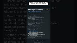 GitHub Trend Depoları: 0xn0ne/weblogicScanner 🇹🇷