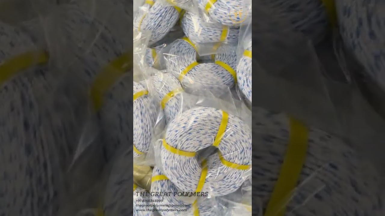 PP-POLYPROPYLENE WHITE AND BLUE 3 STRAND ROPE - 100 YARDS MANUFACTURING COMPANY