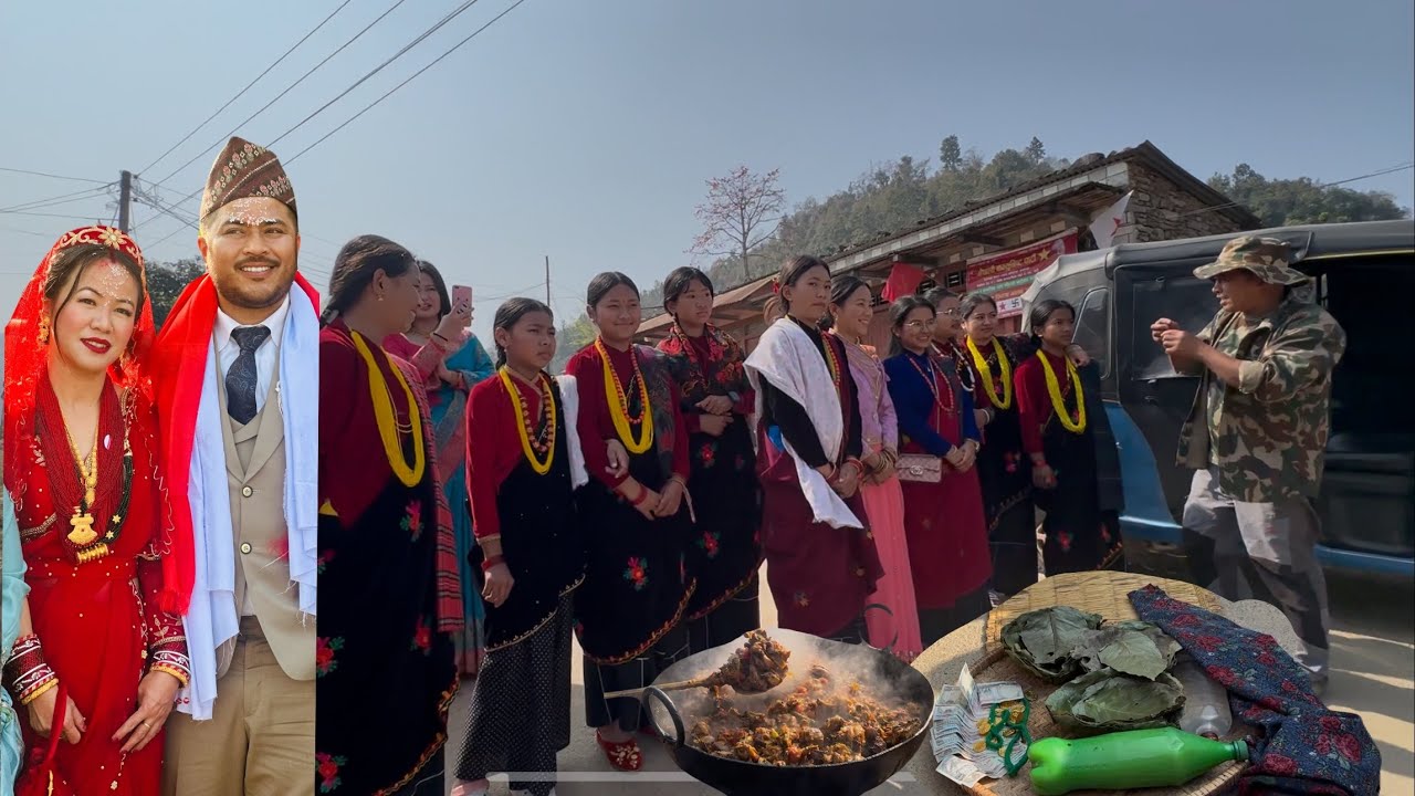 बिहेमा दूलहा र दुलाही भान्जी लाई नचाऊदै तरूनी नानीहरूले#min  joi#villagevlog #cooking 