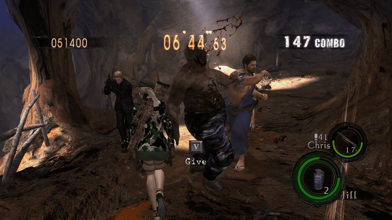 ▶️Resident Evil 5 - Mercenaries - Cavernas - Trio - 150 Kills/Combo😎