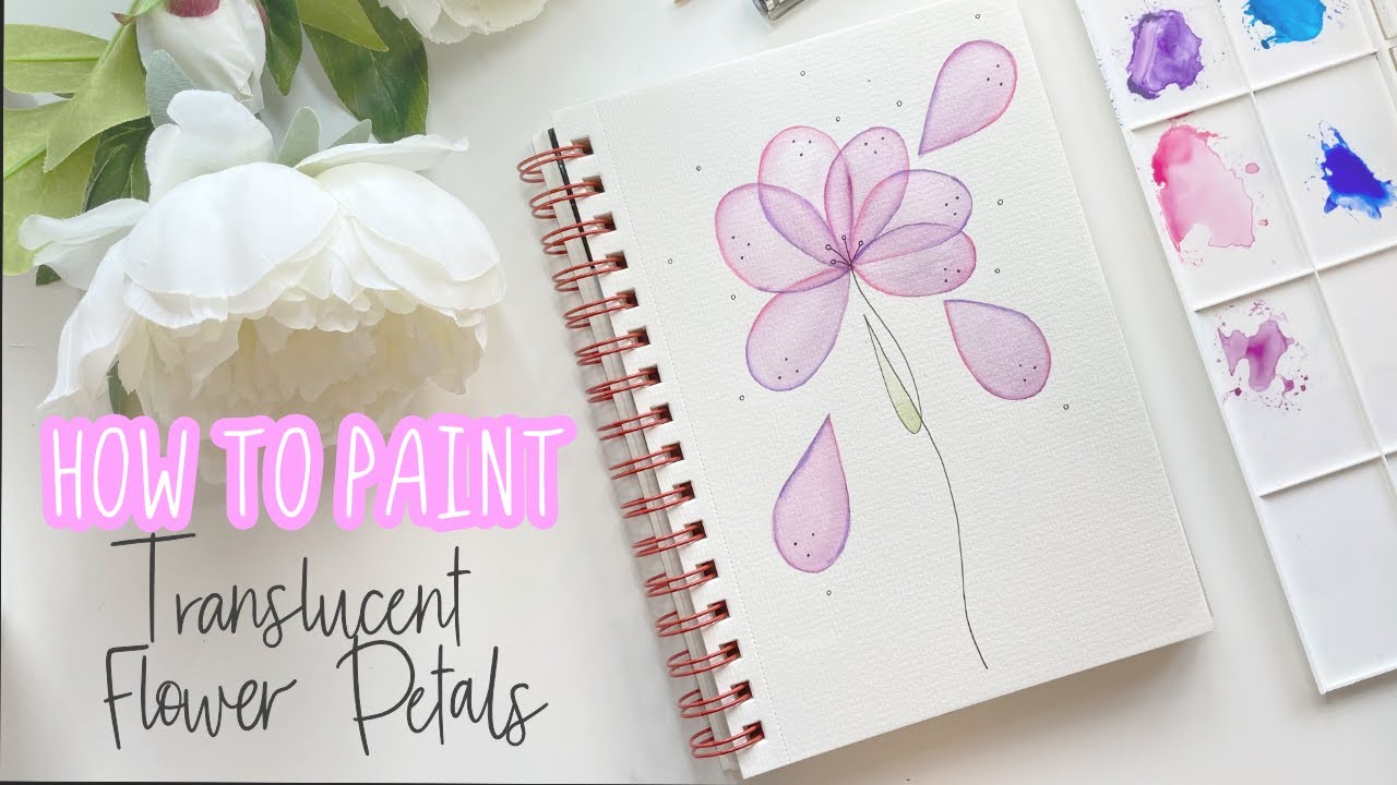 EASY WATERCOLOR ART TUTORIAL: Translucent Watercolour Pink Flower Petals for beginners
