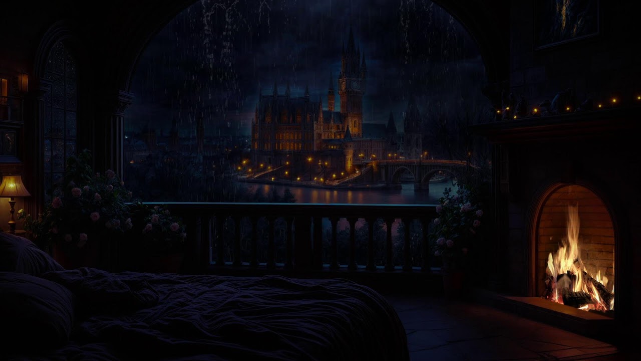 Soothing Deep Sleep (No Ads) • Healing Stress & Anxiety, Depressive States • Castle Rain at Night