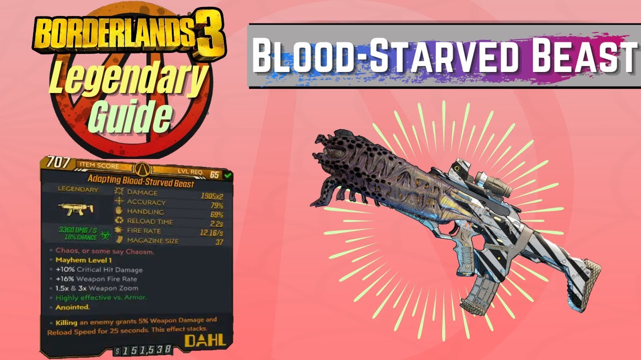 BORDERLANDS 3 | *Blood-Starved Beast* Legendary Weapons Guide | Psycho Krieg DLC