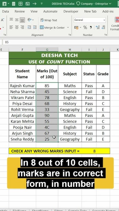 How to use COUNT Function in MS Excel - YouTube