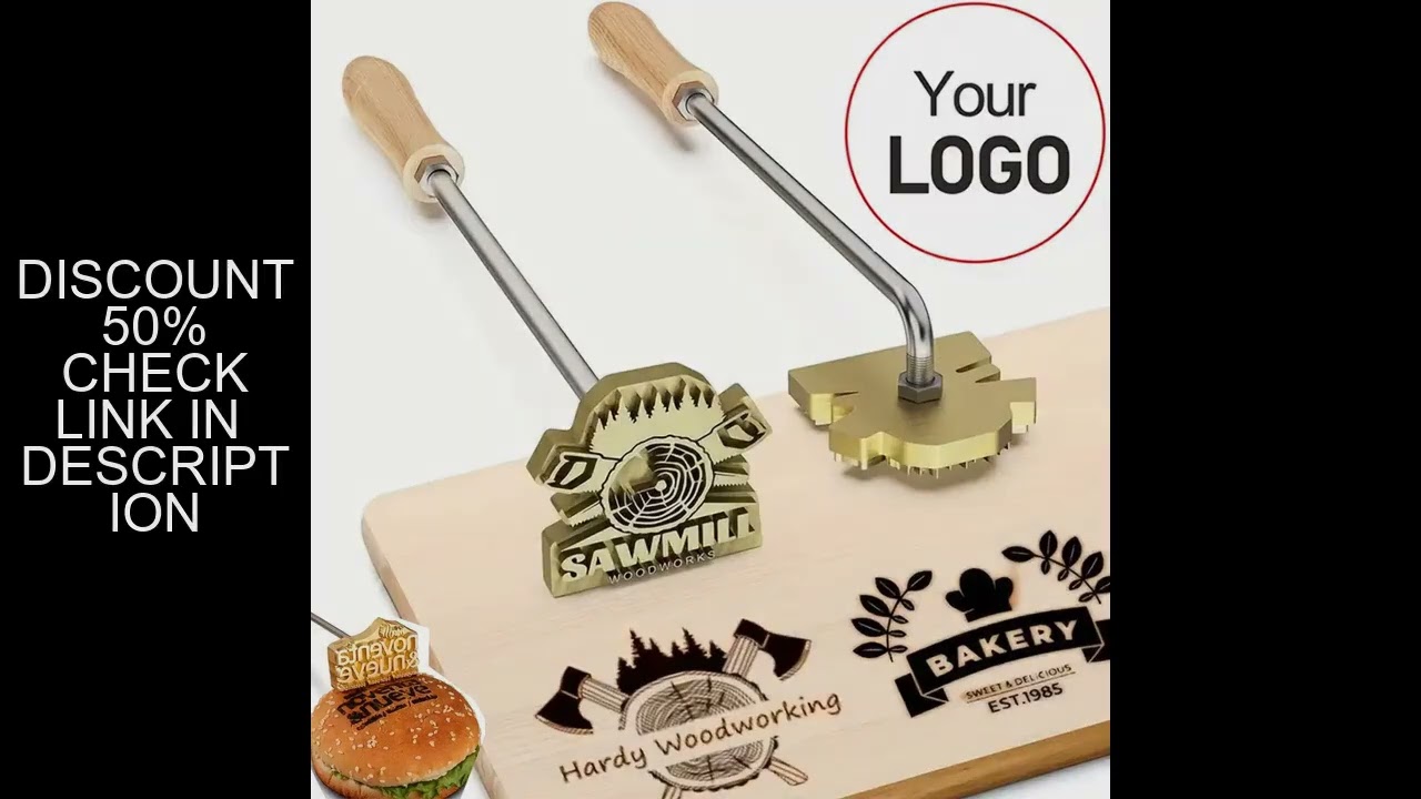 Custom Branding Iron Stamp DIY LOGO Heating Brass Embosser Seals with Handle for Wood Leather Cake H