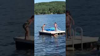 Girl does backflip into ocean from Dock and hits her head on a dock