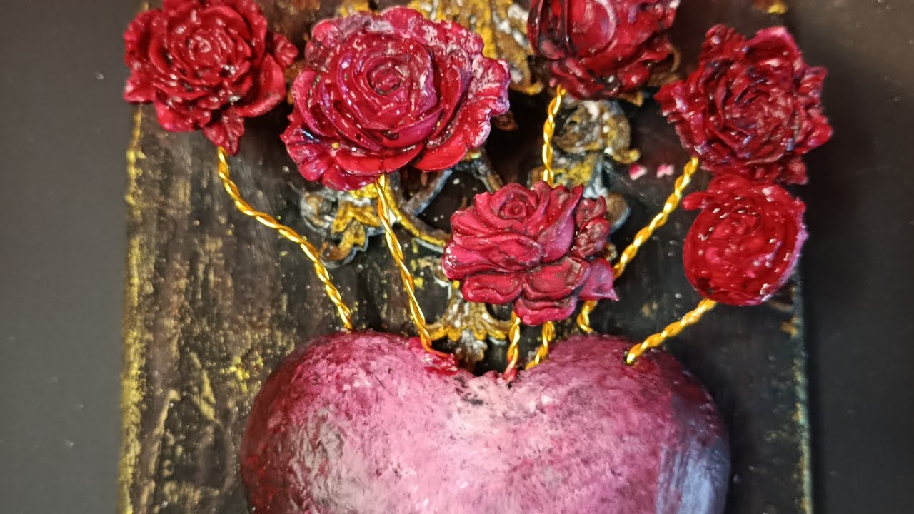 Смешанная техника. Сердце ко Дню святого Валентина 💕 #деньсвятоговалентина