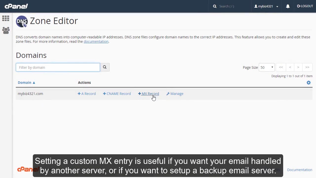 How to add an MX entry in cPanel?