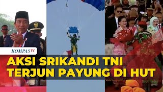 Jokowi Kagum Melihat Aksi Srikandi TNI Terjun Payung Hingga Berikan Bunga ke Iriana