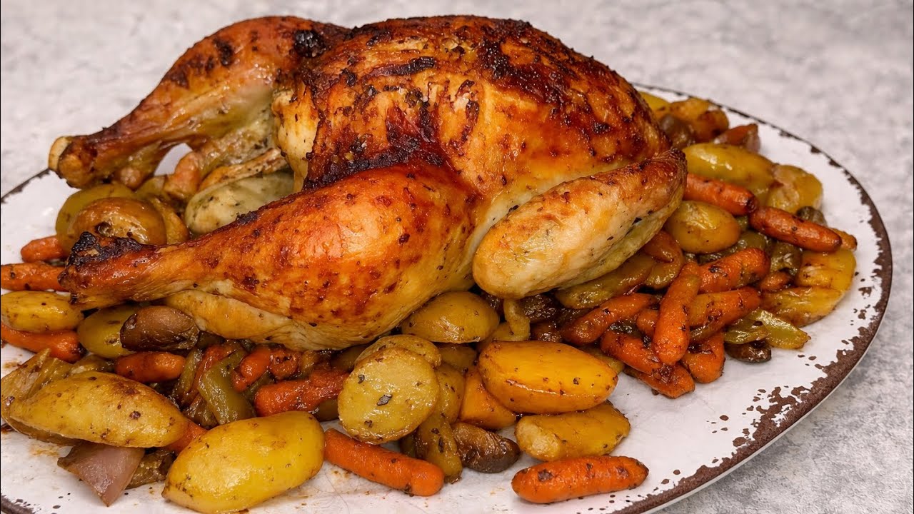 Roasted Chicken with Vegetables in White Wine Sauce | One-Pan Dinner